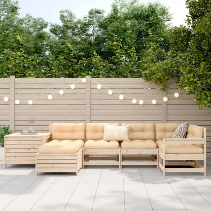 Set Divani da Giardino 7 pz in Legno Massello di Pino