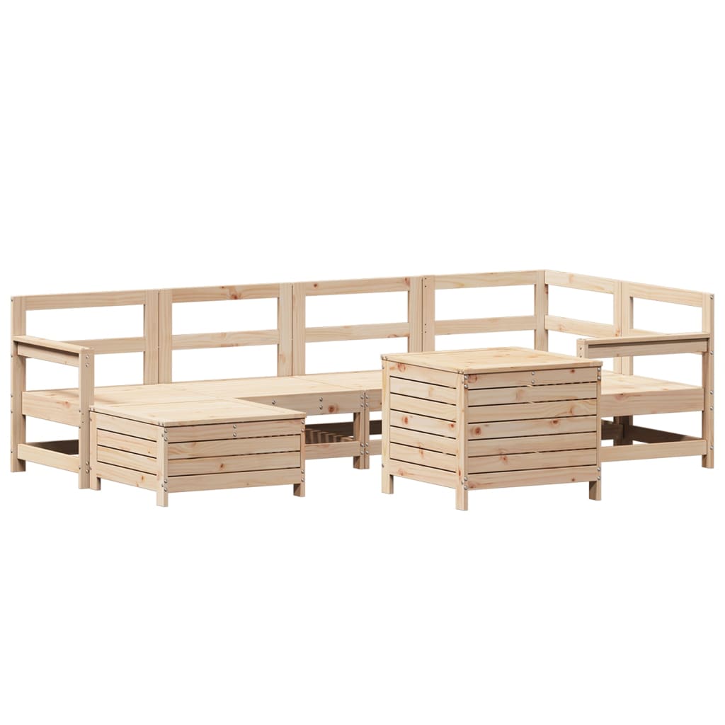Set Divani da Giardino 7 pz in Legno Massello di Pino