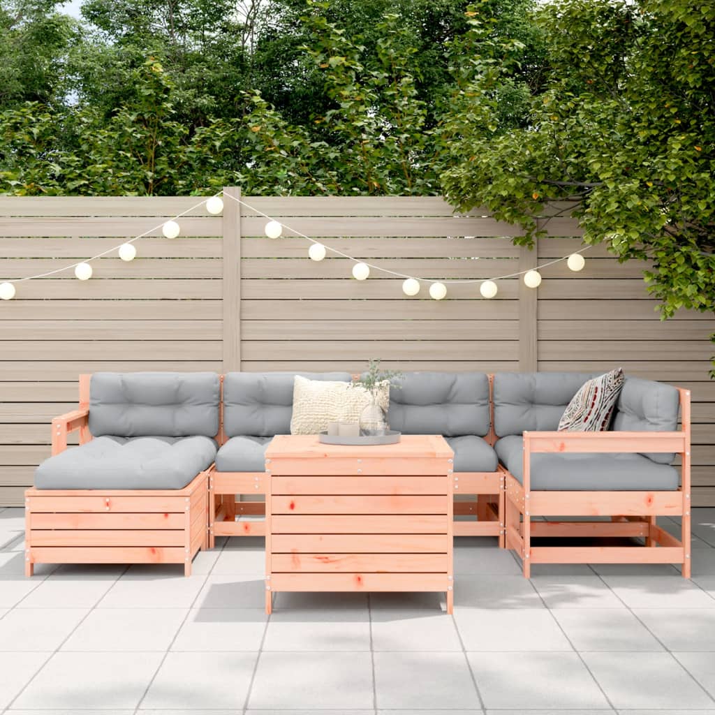 Set Divani da Giardino 7 pz in Legno Massello Abete Douglas