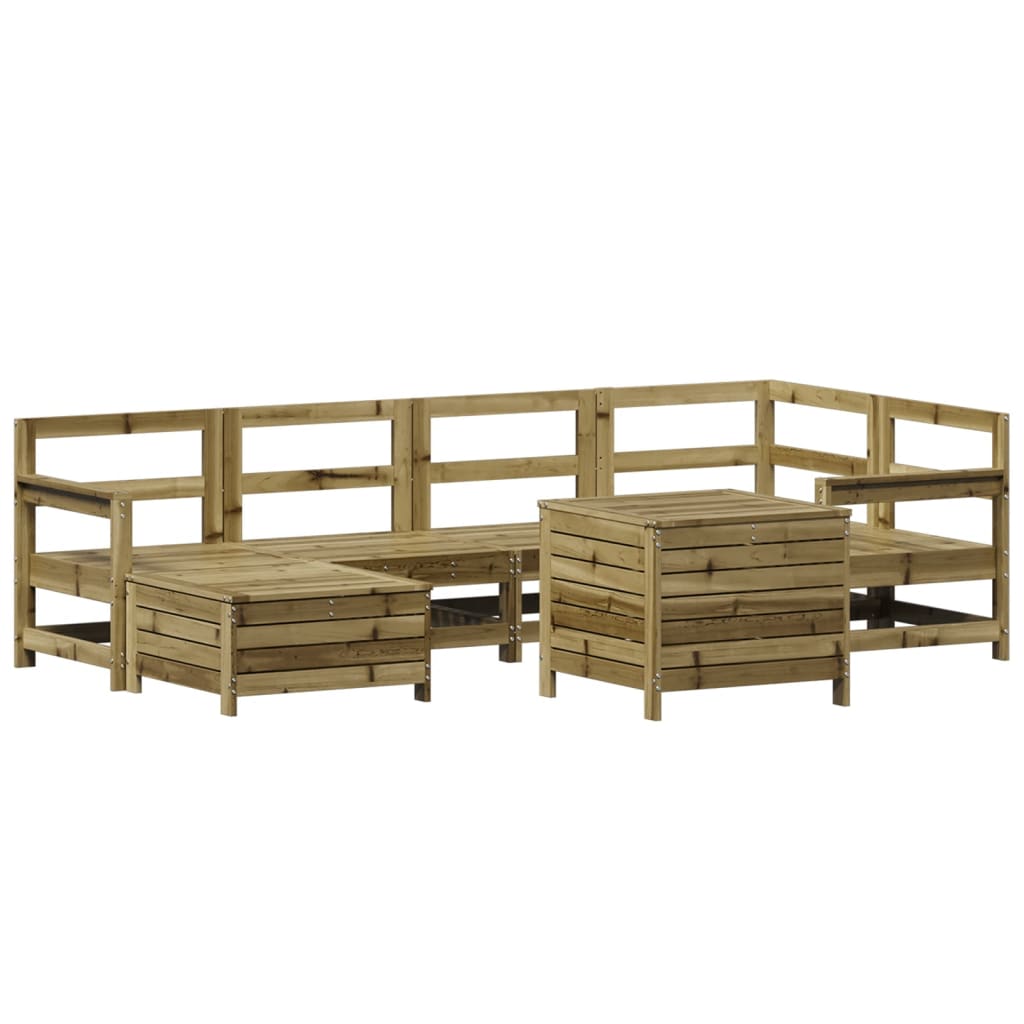 Set Divani da Giardino 7 pz in Legno Impregnato di Pino