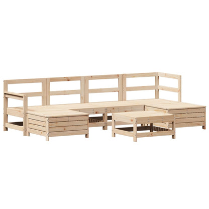 Set Divani da Giardino 7 pz in Legno Massello di Pino