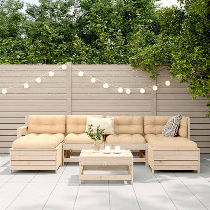 Set Divani da Giardino 7 pz in Legno Massello di Pino