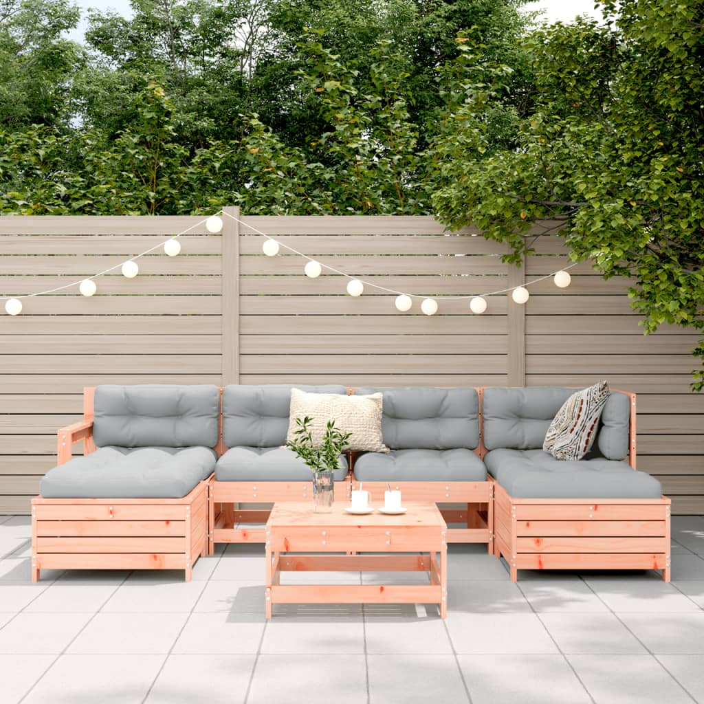 Set Divani da Giardino 7 pz in Legno Massello Abete Douglas