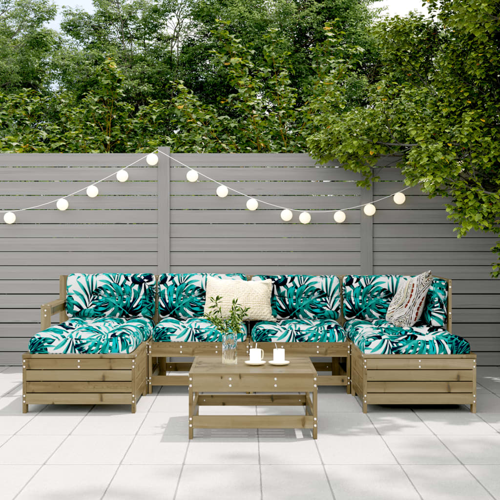 Set Divani da Giardino 7 pz in Legno Impregnato di Pino