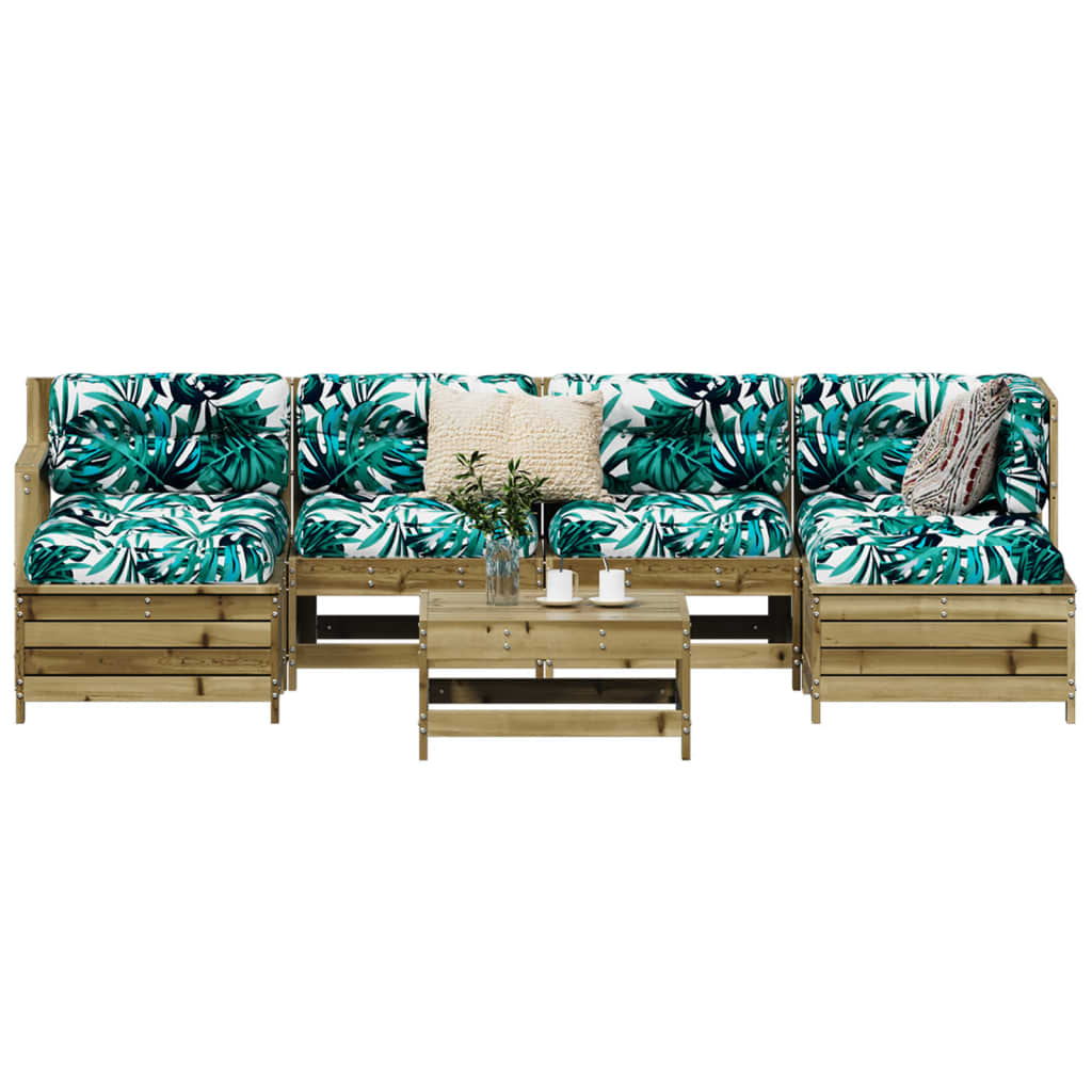 Set Divani da Giardino 7 pz in Legno Impregnato di Pino