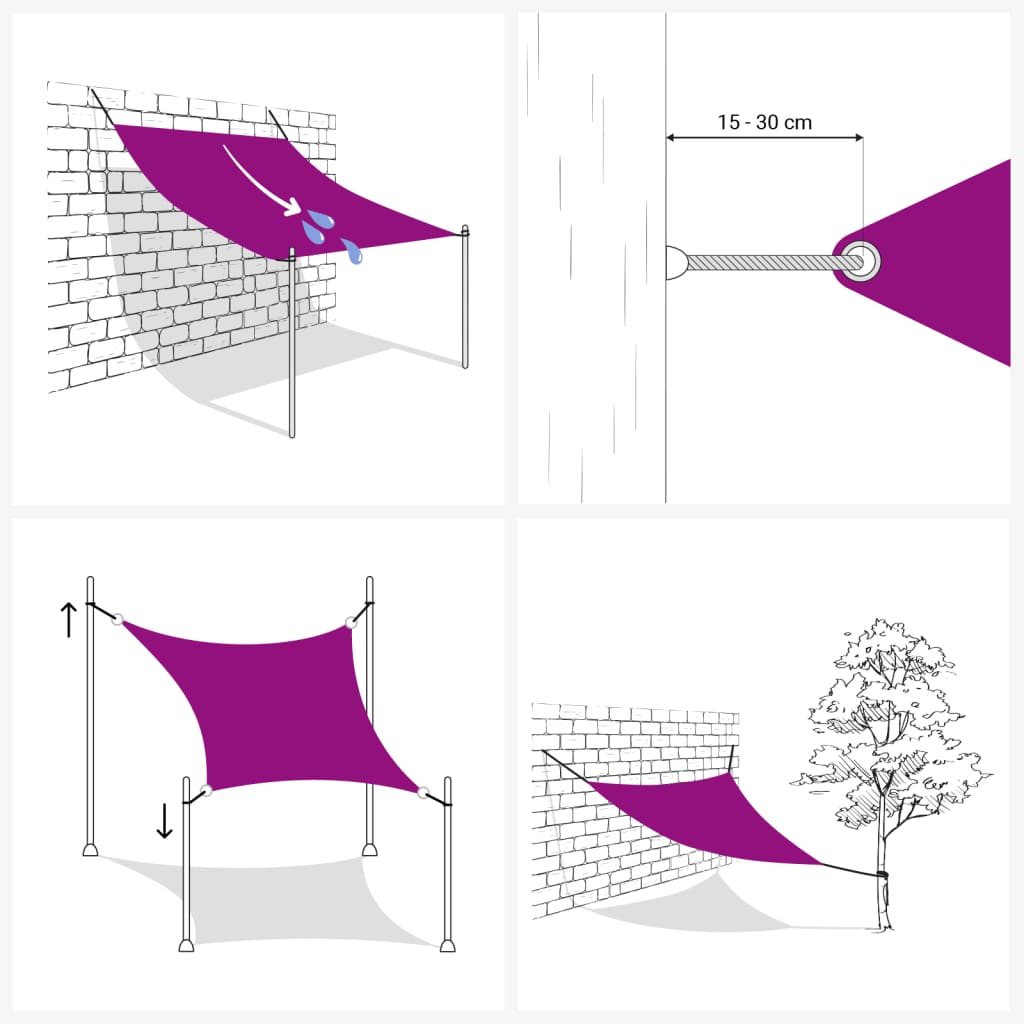 Vela Parasole 160 g/mÃ‚Â² Quadrata Grigio Chiaro 7x7 m in HDPE