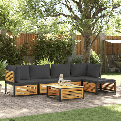 Set Divano da Giardino 6 pz con Cuscini in Massello di Acacia
