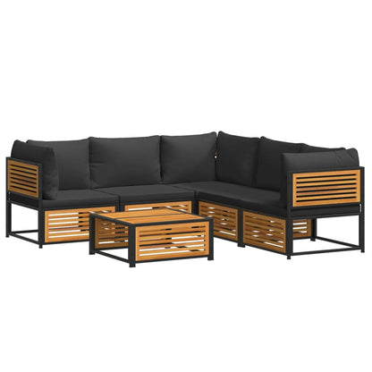 Set Divano da Giardino 6 pz con Cuscini in Massello di Acacia