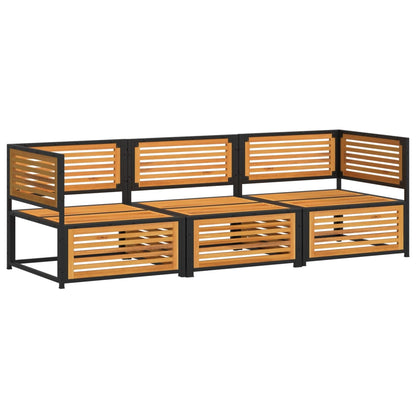 Set Divano da Giardino 3pz con Cuscini Legno Massello di Acacia