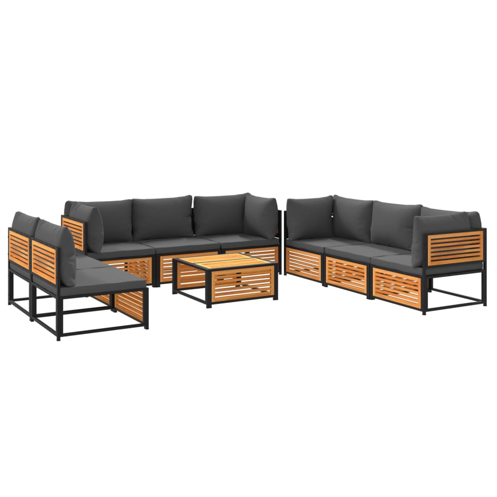 Set Divano Giardino 9 pz con Cuscini Legno Massello di Acacia