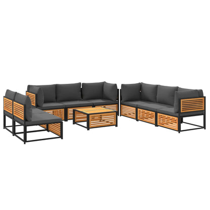Set Divano Giardino 9 pz con Cuscini Legno Massello di Acacia