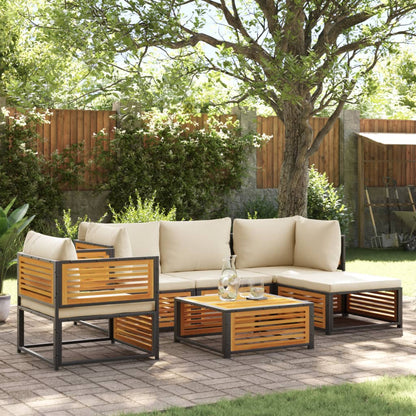 Set Divano da Giardino 6 pz con Cuscini in Massello di Acacia