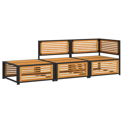 Set Divano da Giardino 3pz con Cuscini Legno Massello di Acacia