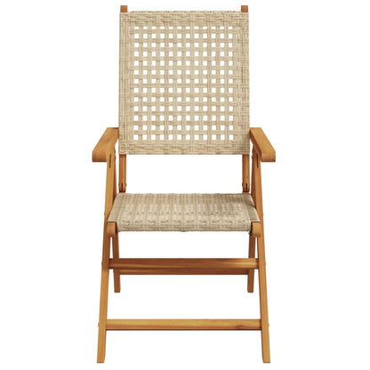 Sedie Giardino Reclinabili 6pz Beige Polyrattan Legno Massello