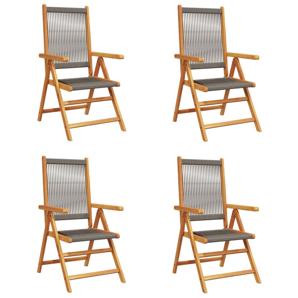 Sedie da Giardino Reclinabili 4pz Grigie Legno Massello Acacia