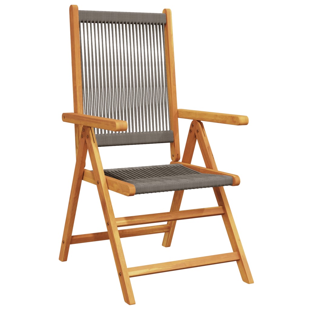 Sedie da Giardino Reclinabili 4pz Grigie Legno Massello Acacia