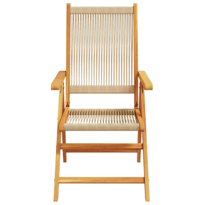 Sedie da Giardino Reclinabili 6pz Beige Legno Massello Acacia