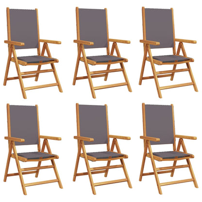 Sedie Giardino Reclinabili 6pz Antracite Tessuto Legno Massello