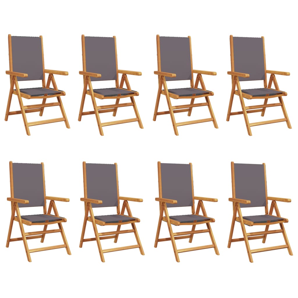 Sedie Giardino Reclinabili 8pz Antracite Tessuto Legno Massello