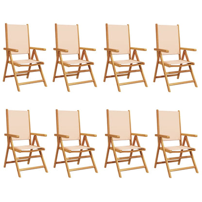 Sedie Giardino Reclinabili 8 pz Beige Tessuto e Legno Massello
