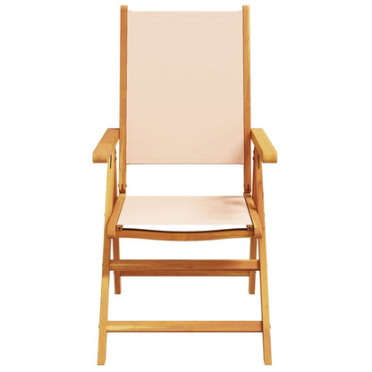 Sedie Giardino Reclinabili 8 pz Beige Tessuto e Legno Massello
