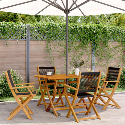 Sedie da Giardino Pieghevoli 4pz Nere Legno Massello di Acacia