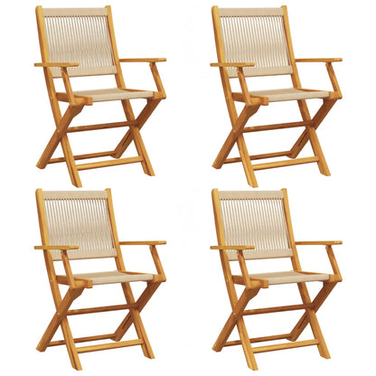 Sedie da Giardino Pieghevoli 4pz Beige Legno Massello di Acacia