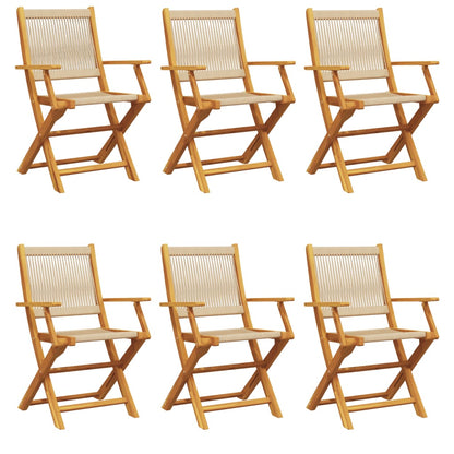 Sedie da Giardino Pieghevoli 6pz Beige Legno Massello di Acacia