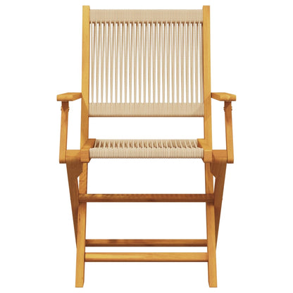 Sedie da Giardino Pieghevoli 8pz Beige Legno Massello di Acacia