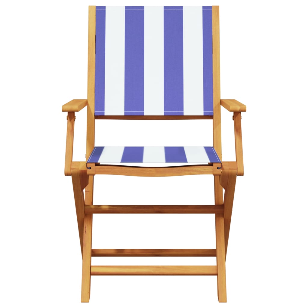 Sedie da Giardino Pieghevoli 6pz Blu e Bianco Tessuto e Legno