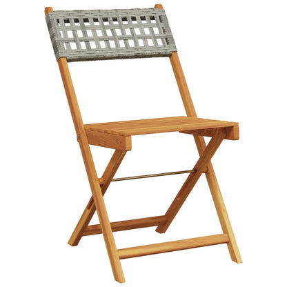 Sedie Giardino Pieghevoli 8pz Grigie Polyrattan Legno Massello