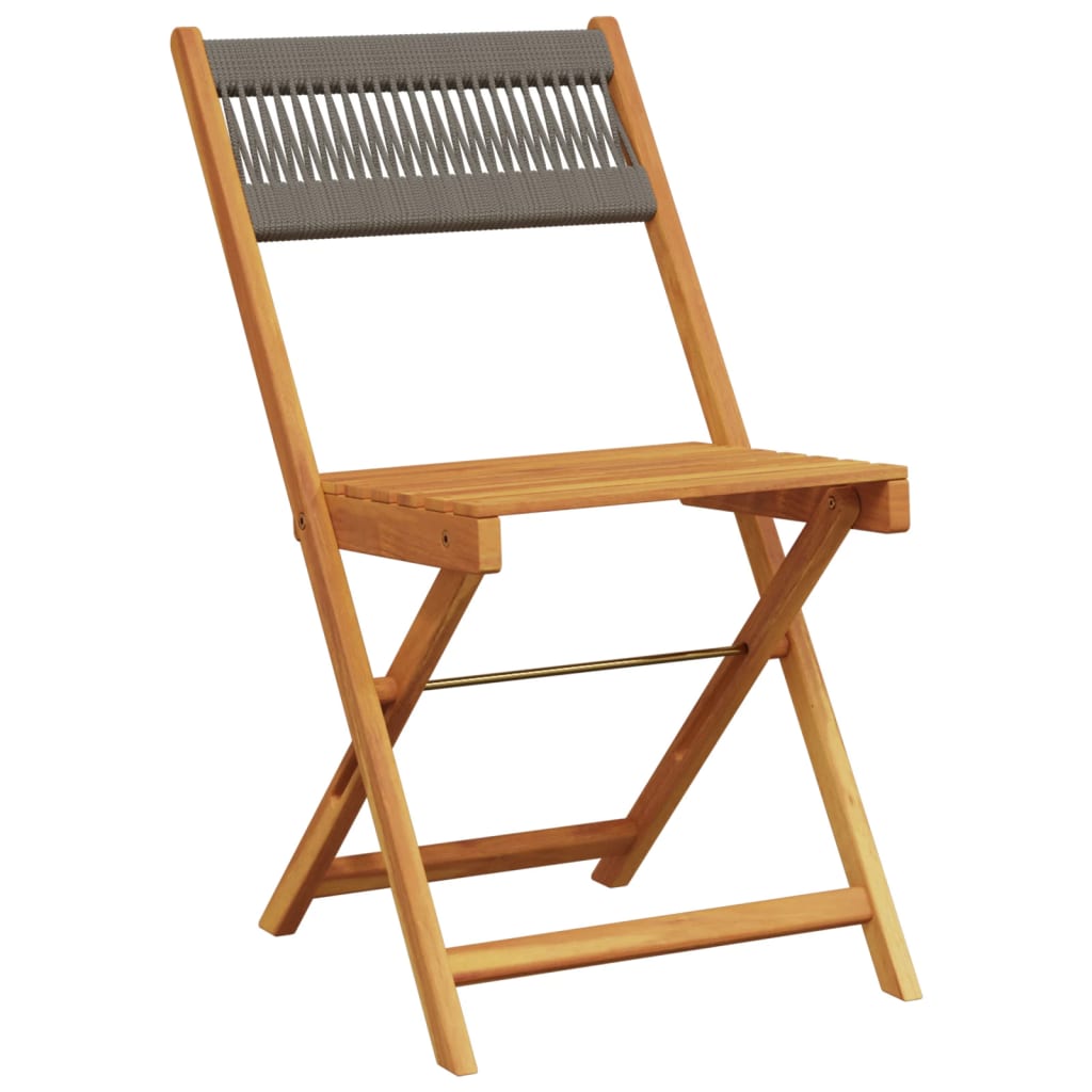 Sedie da Giardino Pieghevoli 4pz Grigie Legno Massello Acacia