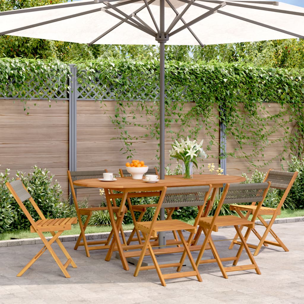 Sedie da Giardino Pieghevoli 6pz Grigie Legno Massello Acacia