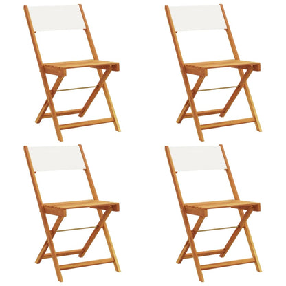 Sedie da Giardino Pieghevoli 4pz Bianco Crema Tessuto e Legno