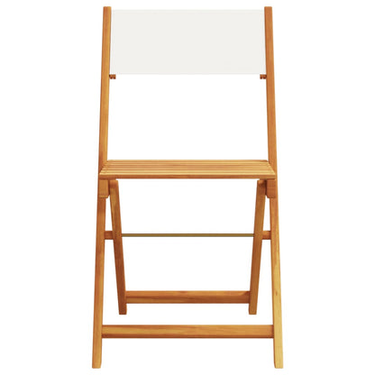 Sedie da Giardino Pieghevoli 4pz Bianco Crema Tessuto e Legno