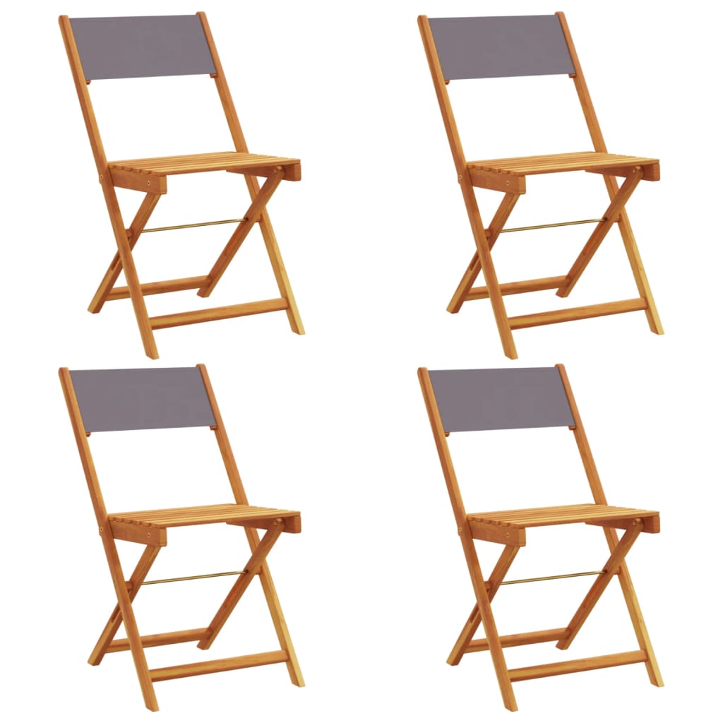 Sedie Giardino Pieghevoli 4pz Antracite Tessuto Legno Massello