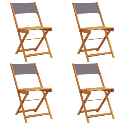 Sedie Giardino Pieghevoli 4pz Antracite Tessuto Legno Massello
