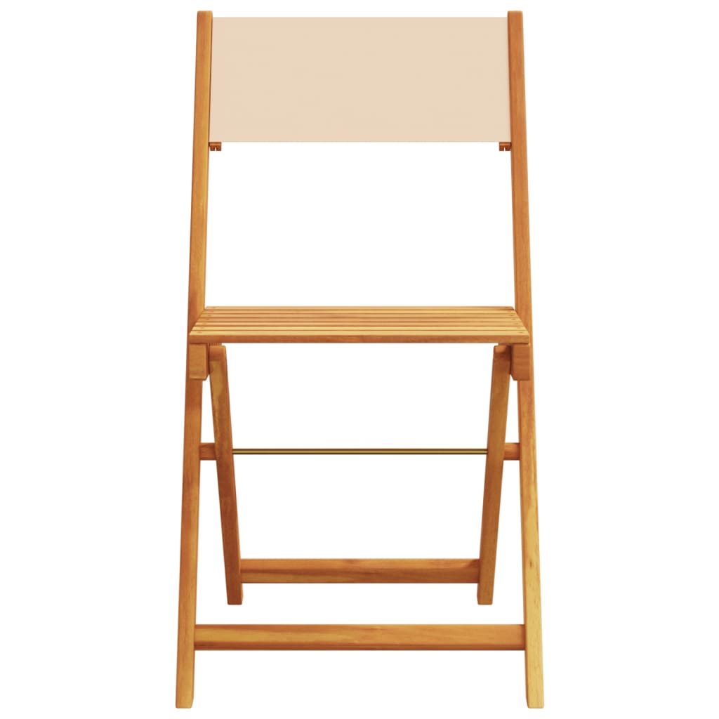 Sedie da Giardino Pieghevoli 4pz Beige Tessuto e Legno Massello