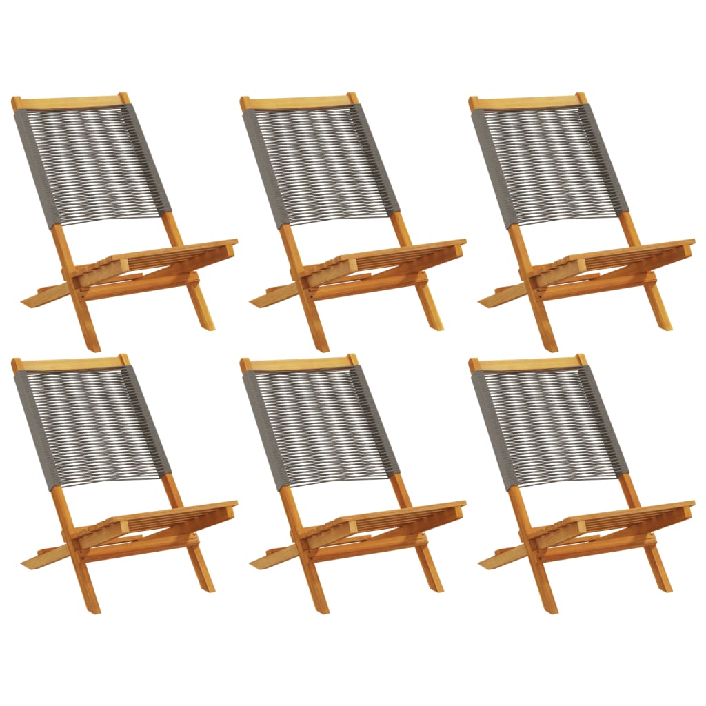 Sedie da Giardino Pieghevoli 6pz Grigie Legno Massello Acacia
