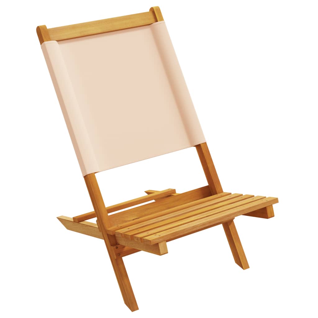 Sedie da Giardino Pieghevoli 4pz Beige Tessuto e Legno Massello