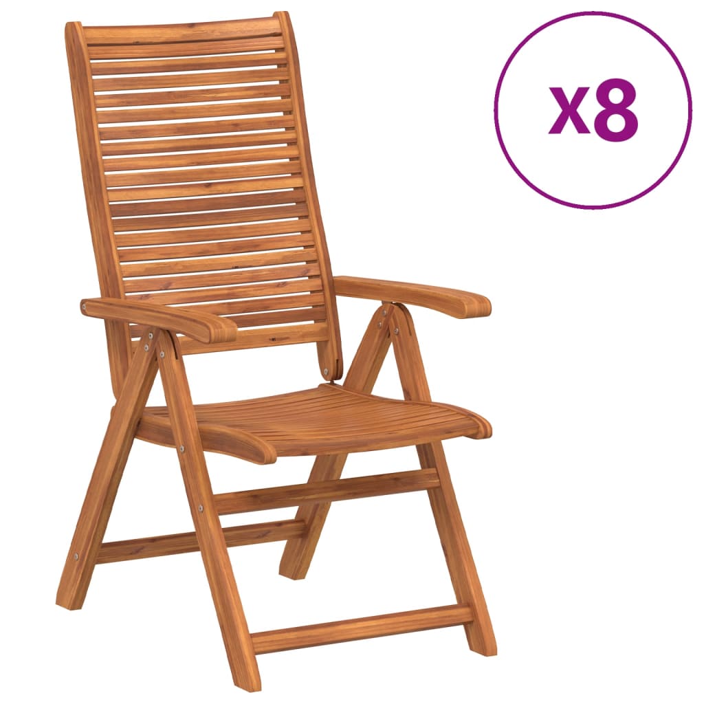 Sedie Giardino Reclinabili 8 pz 56x72x107 Legno Massello Acacia