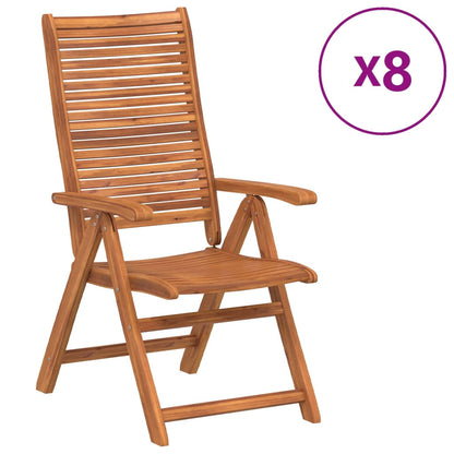 Sedie Giardino Reclinabili 8 pz 56x72x107 Legno Massello Acacia
