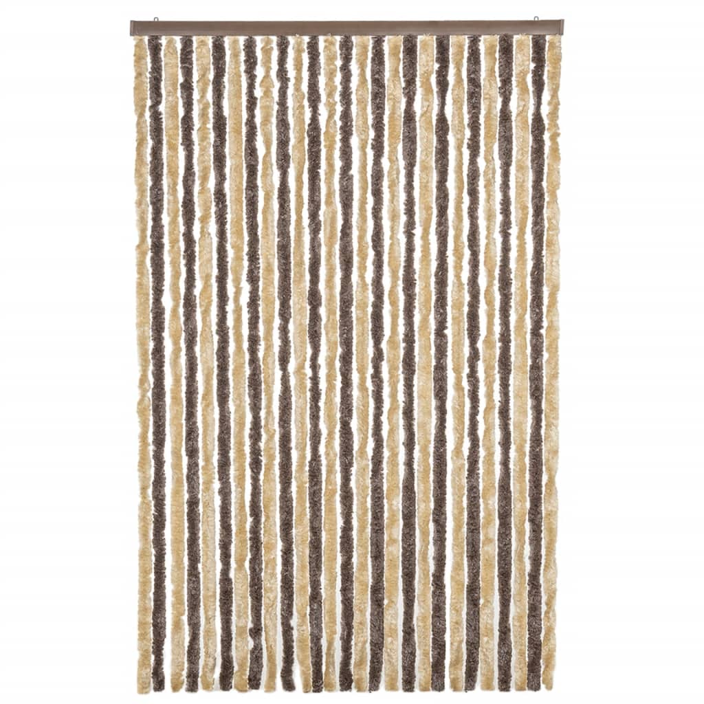 Tenda Antimosche Marrone Scuro e Beige 118x220 cm in Ciniglia