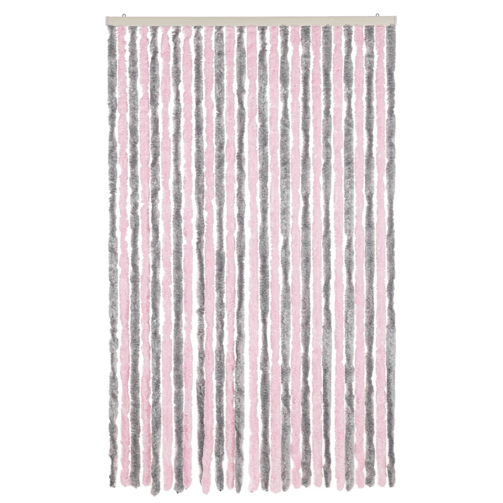 Tenda Antimosche Grigio Argento e Rosa 118x220 cm in Ciniglia