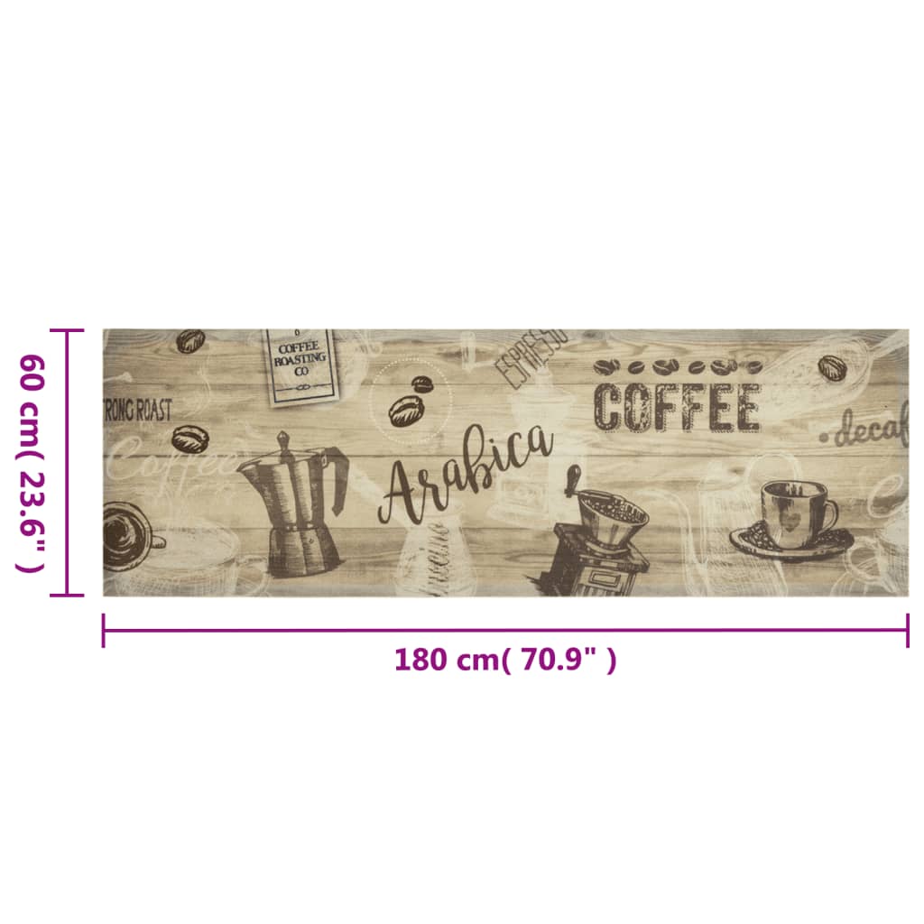 Tappeto da Cucina Lavabile Marrone CaffÃ¨ 60x180 cm in Velluto