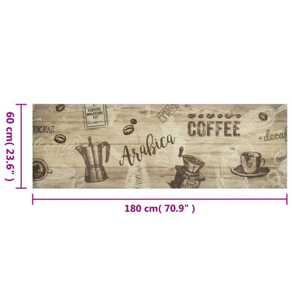 Tappeto da Cucina Lavabile Marrone CaffÃ¨ 60x180 cm in Velluto