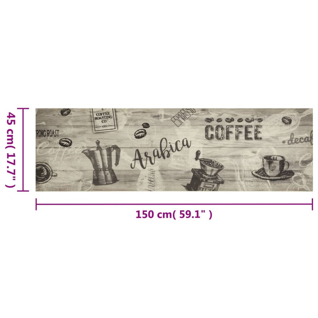 Tappeto da Cucina Lavabile Grigio CaffÃ¨ 45x150 cm in Velluto