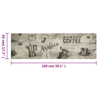 Tappeto da Cucina Lavabile Grigio CaffÃ¨ 45x150 cm in Velluto