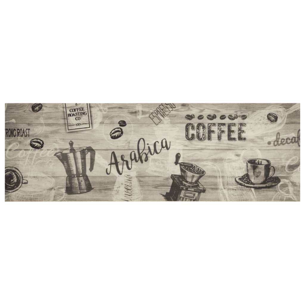Tappeto da Cucina Lavabile Grigio CaffÃ¨ 60x180 cm in Velluto