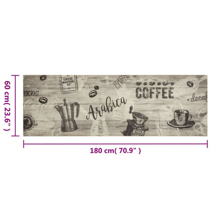 Tappeto da Cucina Lavabile Grigio CaffÃ¨ 60x180 cm in Velluto